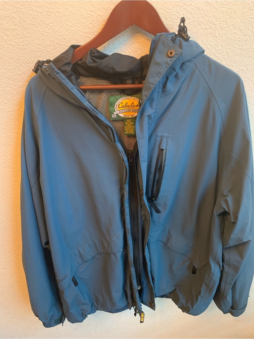 Cabela's Blue Men's Hooded Rain Shell Jacket